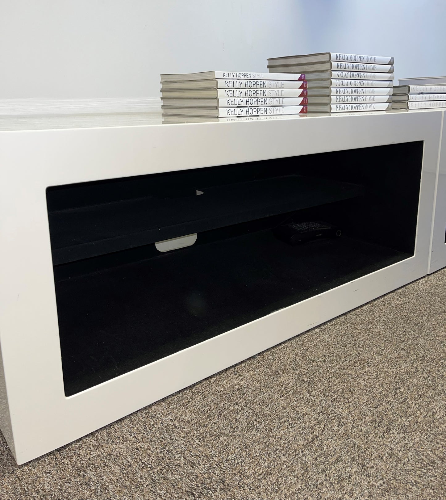 Kelly Hoppen Lacquer Credenza with Felt Fabric | Modern Media Storage - Preloved By Kelly