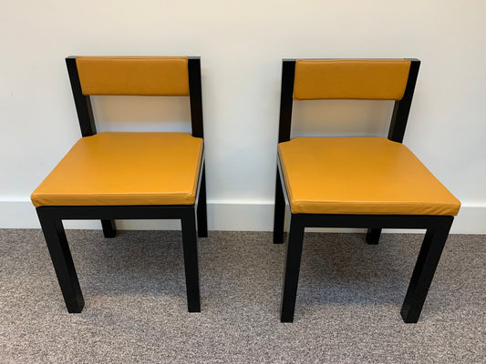 Pair of Vintage Yellow Leather Chairs - Preloved By Kelly