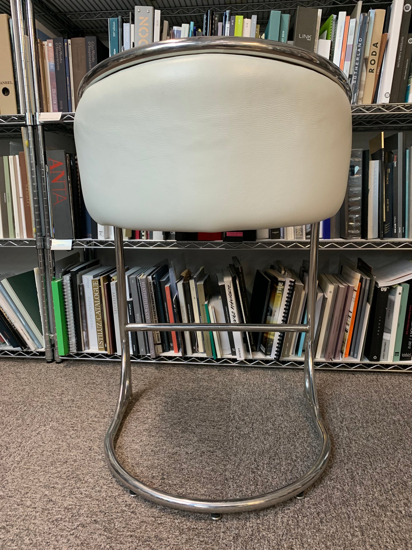 Vintage White Leather Bar Stool Chair - Preloved By Kelly